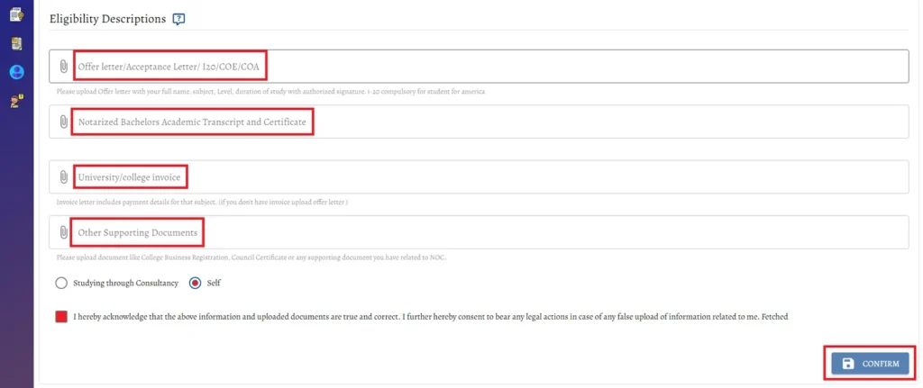 apply noc online - upload the required documents
