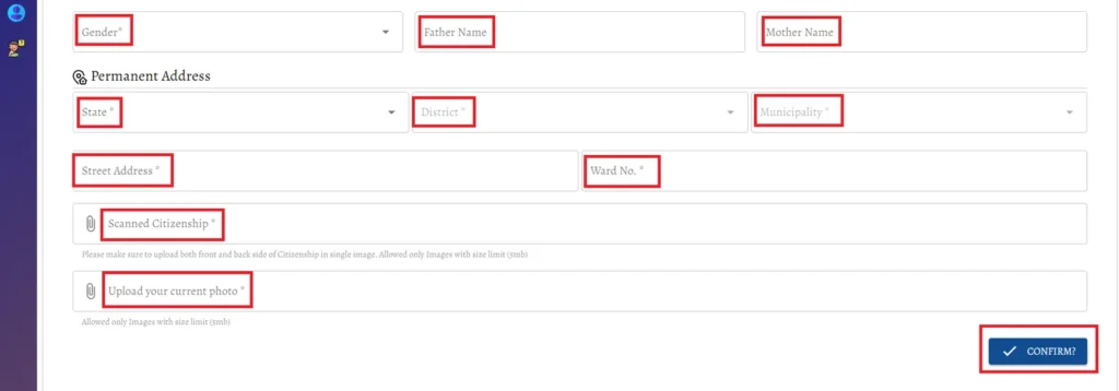 apply noc online - fill up address details and upload the documents